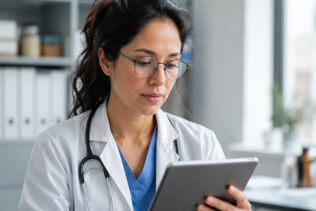Doctor reviewing patient information