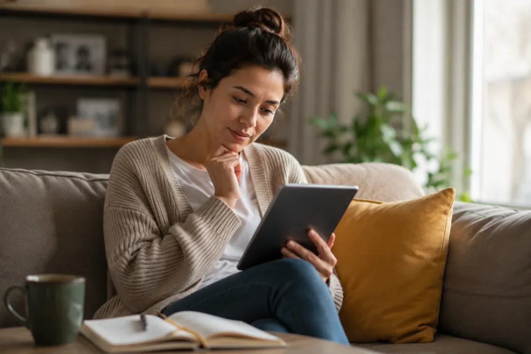 Adult reviewing wellness goals at home
