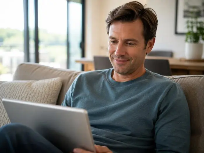 Couple using telehealth service at home