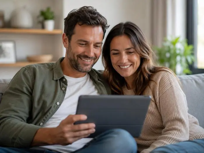 Couple using telehealth service at home